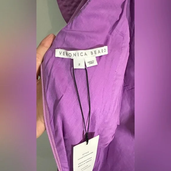 NWT Veronica Beard Beilla Ruffled Cotton Blend Poplin Cutout Midi Dress Purple 2 - Picture 7 of 16
